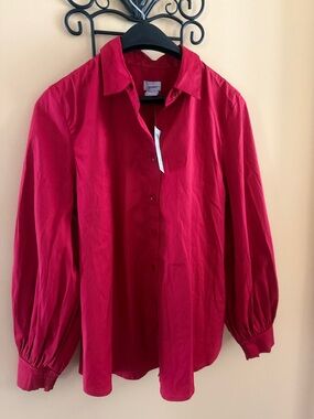 Chico's Red Women's Blouse long sleeve US size 10 NWT